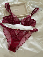 Summer French Flower Embroidery Bralette Beachwear Pure Desire Ultra Thin Light Support Wirefree Romantic Niche Set AU MOYISU