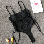Neon Green Tummy Cut Out Female Swimwear One Piece Swimsuit Women Thong String Monokini High Leg Cut Bathing Suit Swim Bodysuit
