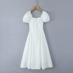 Bowknot Ruffles Light Blue Midi Dress Women's Summer Off Shoulder Short Sleeve Beach Dress Drawstring White A-line Vestidos 2025