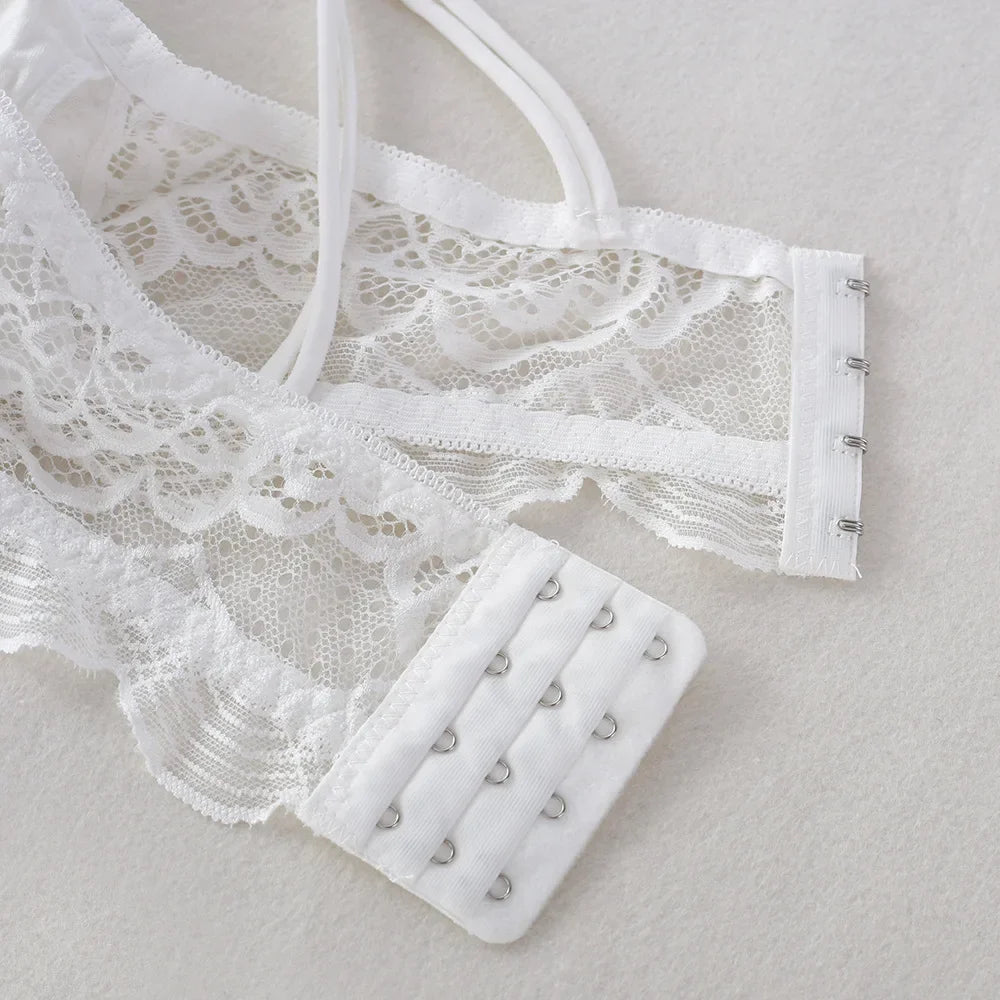Lace Bra Tube Top Women Non-wire Bra Top Cross Straps Crop Top Beauty Back Underwear Floral Lace Bralette Sexy Lingerie