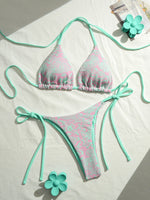 Sexy Pink Mesh Patchwork Bikinis Sets Women Push Up Bra Bandage Thong Swimsuit 2026 Summer Bathing Suit Holiday Micro Swimwear