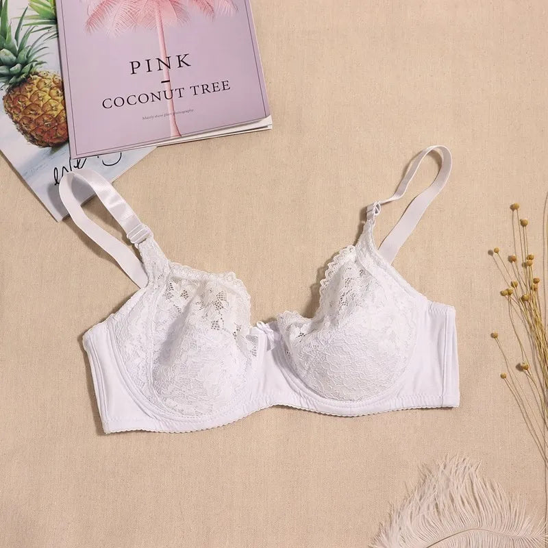Beauwear Ultra Thin Unlined Bralette For Women Plus Size Lace bras With Frame Full Cup Minimizer Bras 85D 90D 95D 100D 105D 110D