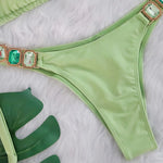 Halter Brazilian Rhintstones Diamond Bikini Women Swimsuit Female Swimwear Two Pieces Bikini Set Scrunch Butt Bathing Suit Swim