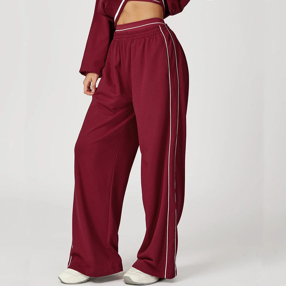 Sports Pants Women Loose High Waist Wide Leg Pants Gym Fitness Yoga Leggings Female Workout Running Cycling Pants Athletic Wear