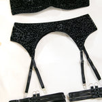 Toucheart 5-Piece Suit Sexy Underwear Suit Flocked Leopard Print Fashionable Hollow Sexy Lingerie Women Perspective Underwear