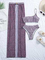 New One shoulder Bikini 2025 Female Swimsuit Women Swimwear Three-pieces Bikini set Mesh Long Skirt Beach wear Bathing Suit Swim