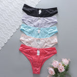 5 Color Women Lace Embroidery Panties Sexy Hollow Low Waist Briefs Summer Ice Silk Breathable Lingerie Female Knickers Intimates