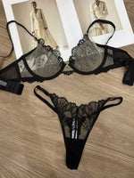 Toucheart Erotic Lingerie Panty 2PCS Thin Model See-through Lace Big Breasts Appear Smaller and Prevent Sagging Delicate Bra Set