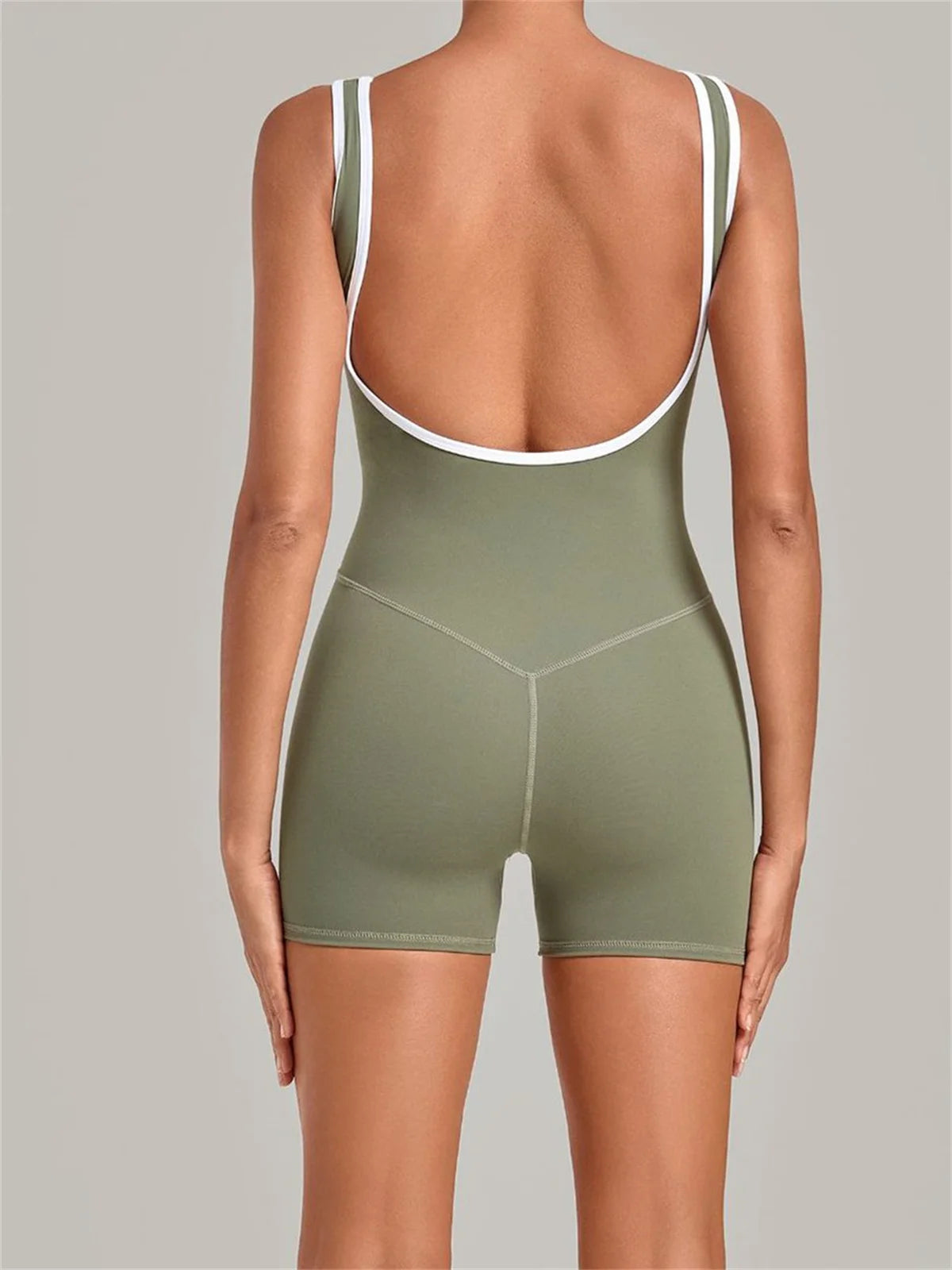 Color Blocking Brushed Yoga Jumpsuit Women Hollow Out Backless Tight Sport One Piece Suit Gym Running Exercise Fitness Bodysuits