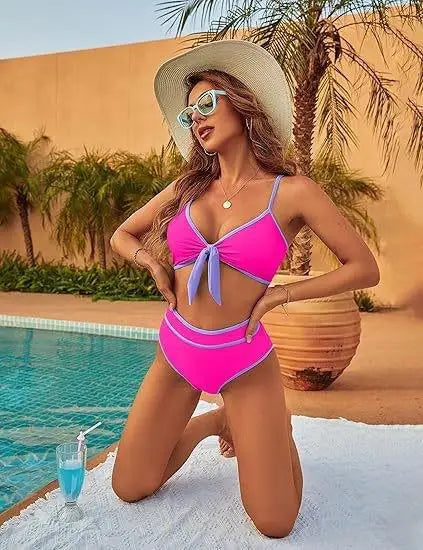 Irresistible Bikini High-Waist Ruched Sculpting Bikinis Tropical Floral Beach Swimsuit Lightweight Quick-Dry Women Swimwear