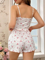 New Fashionable Sweet Women's Pajama Set Comfortable Elastic Pajama Casual Home Clothing Women's Underwear Set Lace Strap Shorts