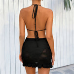 Sexy Halter Hollow Out Beach Skirt Bikini Female Swimsuit Women Swimwear Two-pieces Bikini set Bather Bathing Suit Swim K6782