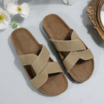 2026 New Summer Autumn Women's Twist Knot Crossed Sandals Non-Slip Flat Casual Resort Beach Outdoor Hawaii Solid Slippers