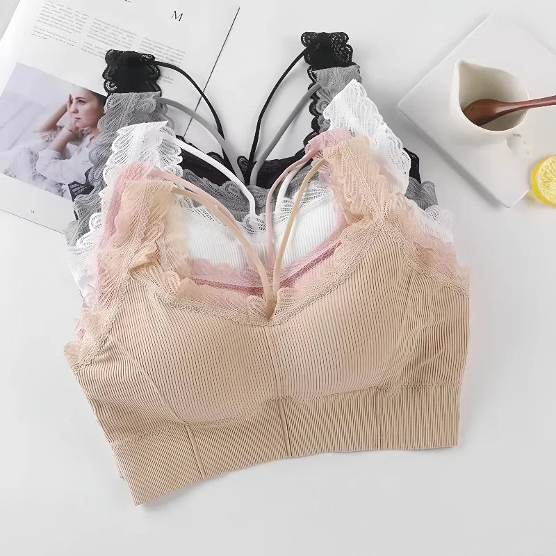 Women Tank Crop Top Seamless Underwear Lace Cropped Crop Tops Female Intimates Sexy Lingerie Plus Size Padded Camisole Femme