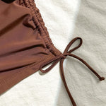 Wrinkled Knotted Shorts High Waist Bikini Female Swimsuit Women Swimwear Two-pieces Bikini Set Tankini Bathing Suit Swim Beach