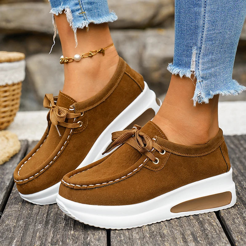 Red Chunky Platform Sneakers Women Comfortable Non Slip Thick Sole Casual Shoes Woman Plus Size 43 Lace Up Sport Shoes Female