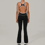 Sexy Backless Bodysuit Women's Set Tracksuits Fitness Sports Jumpsuit Yoga One-piece Suit Flared Pant Fast Dry Workout Clothes