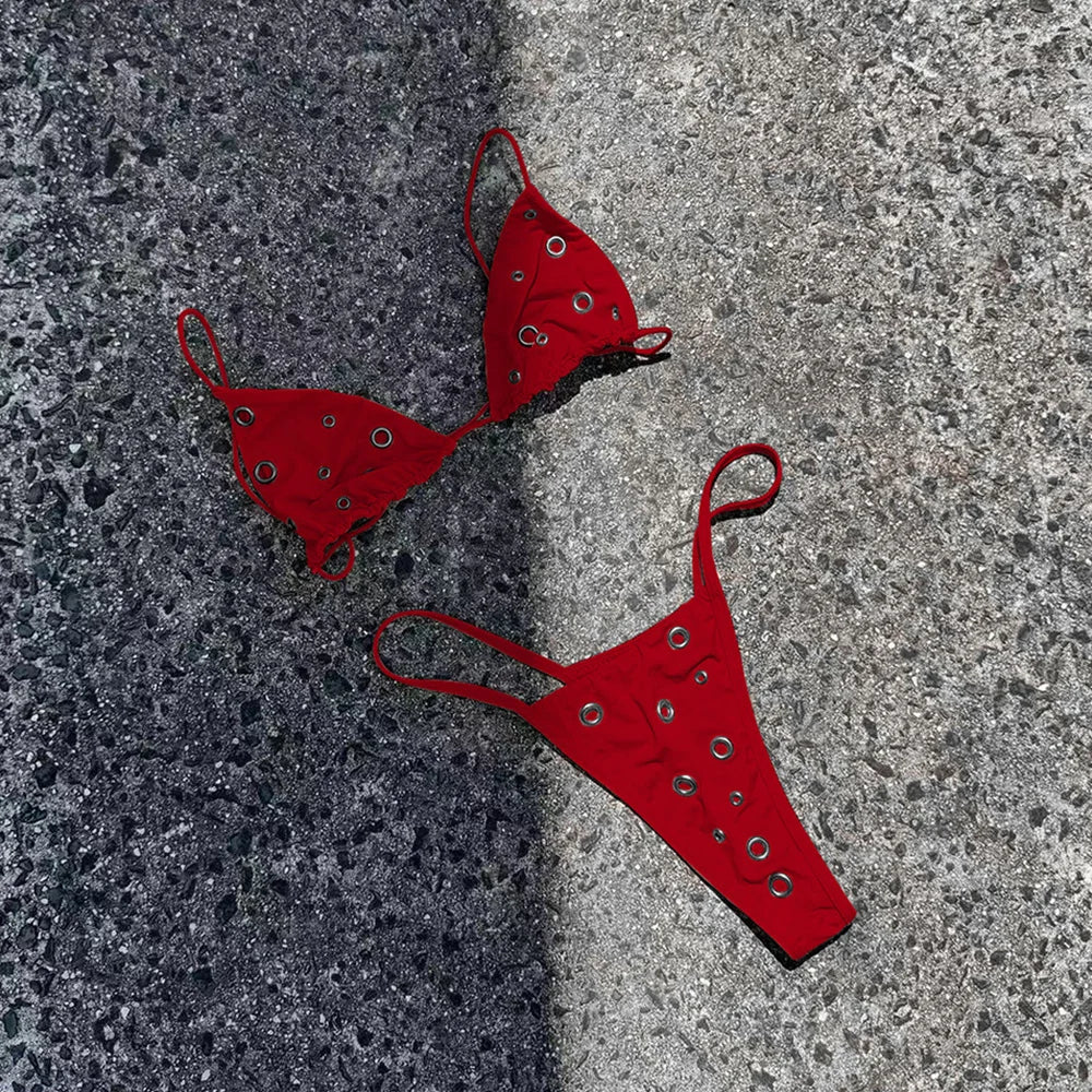2025 Micro Bikini Halter Swimsuit For Women Sexy Swimwear Brazilian Bikini Set Thong Biquini Swim Suits Solid Beachwear Female