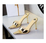 BIGTREE Shoes Women PVC Transparent Shoes for Women Sexy Pointed Open Toe Shallow Slider Slippers Ladies Sandal High Heels Mules