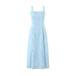 French Style Square-neck Strapless Long Dress With A Large Hem Designed With Cut-out Details Slim Fit Waist-cinching Casual 515K