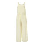 Women Fashion Jumpsuits Sleeveless Buttons Suspender Wide Leg Pant Overalls with Pockets Casual Loose Romper Streetwear
