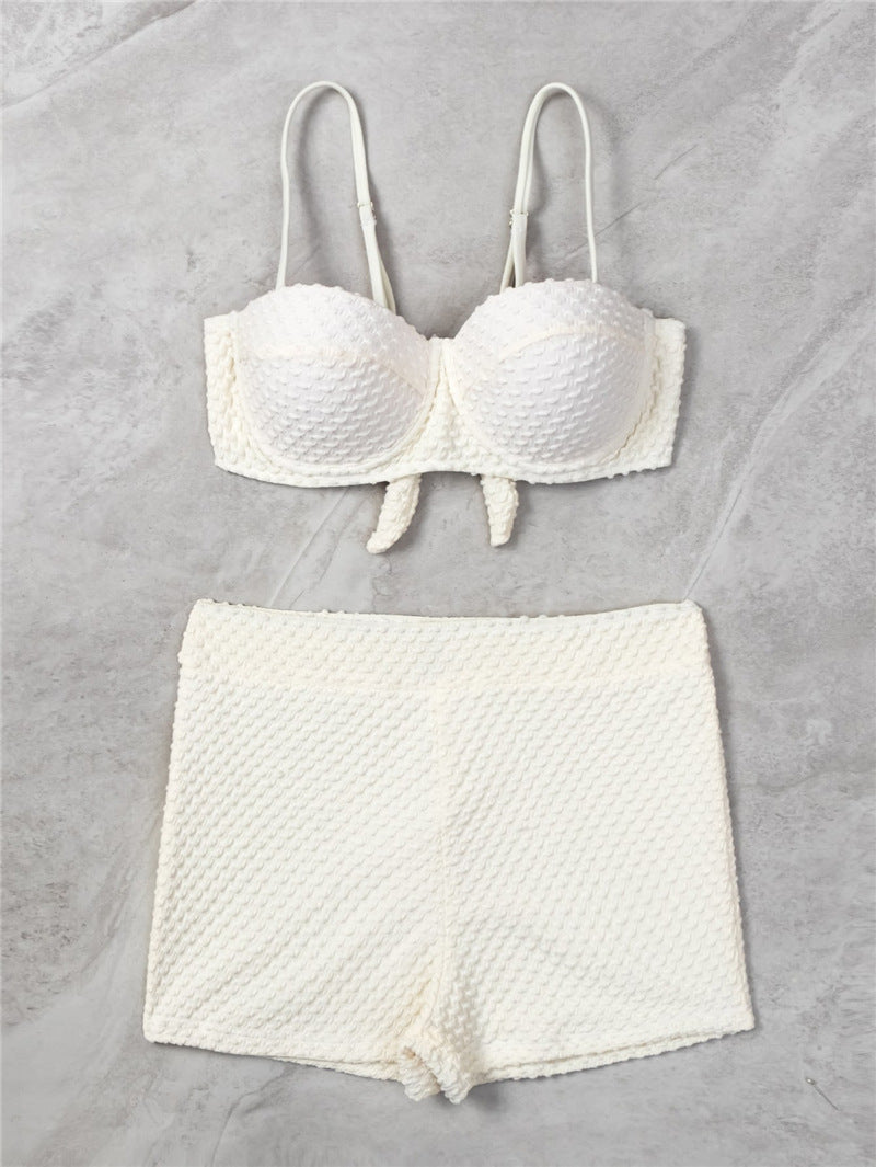 White Swimwear Female Two Pieces Tankini Sets 2024 New Sports Push Up Swimsuit Women Beach Wear Swimming Bathing Suits Shorts