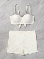 White Swimwear Female Two Pieces Tankini Sets 2024 New Sports Push Up Swimsuit Women Beach Wear Swimming Bathing Suits Shorts