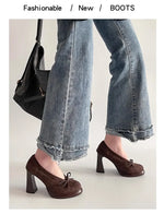 Spring Autumn Platform Mary Jane Shoes Women Thick High Heels Shoes Vintage Slip on Butterfly-knot Pumps 2026 New