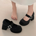 Elegant Chunky Heel Mary Jane Shoes Women 2025 Crystal Buckle Strap Platform Pumps Woman Thick High Heeled Party Shoes Ladies