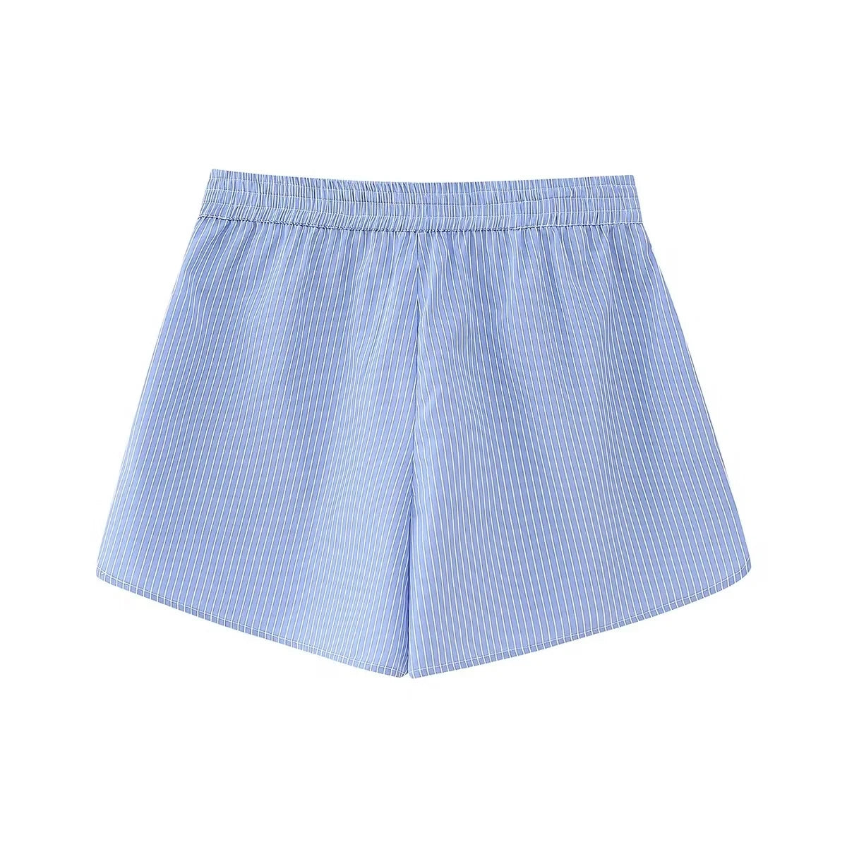 Foridol Stripes Crop Top+shirt 2 Pcs Outfits Women Casual Summer Autumn Casual Set Blue Matching Set Shorts Set Female Suit