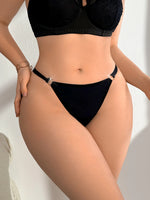 Plus Size Sexy Women Panties Metal Ring Adjustable Double Strap Thong Breathable Lingerie Underwear
