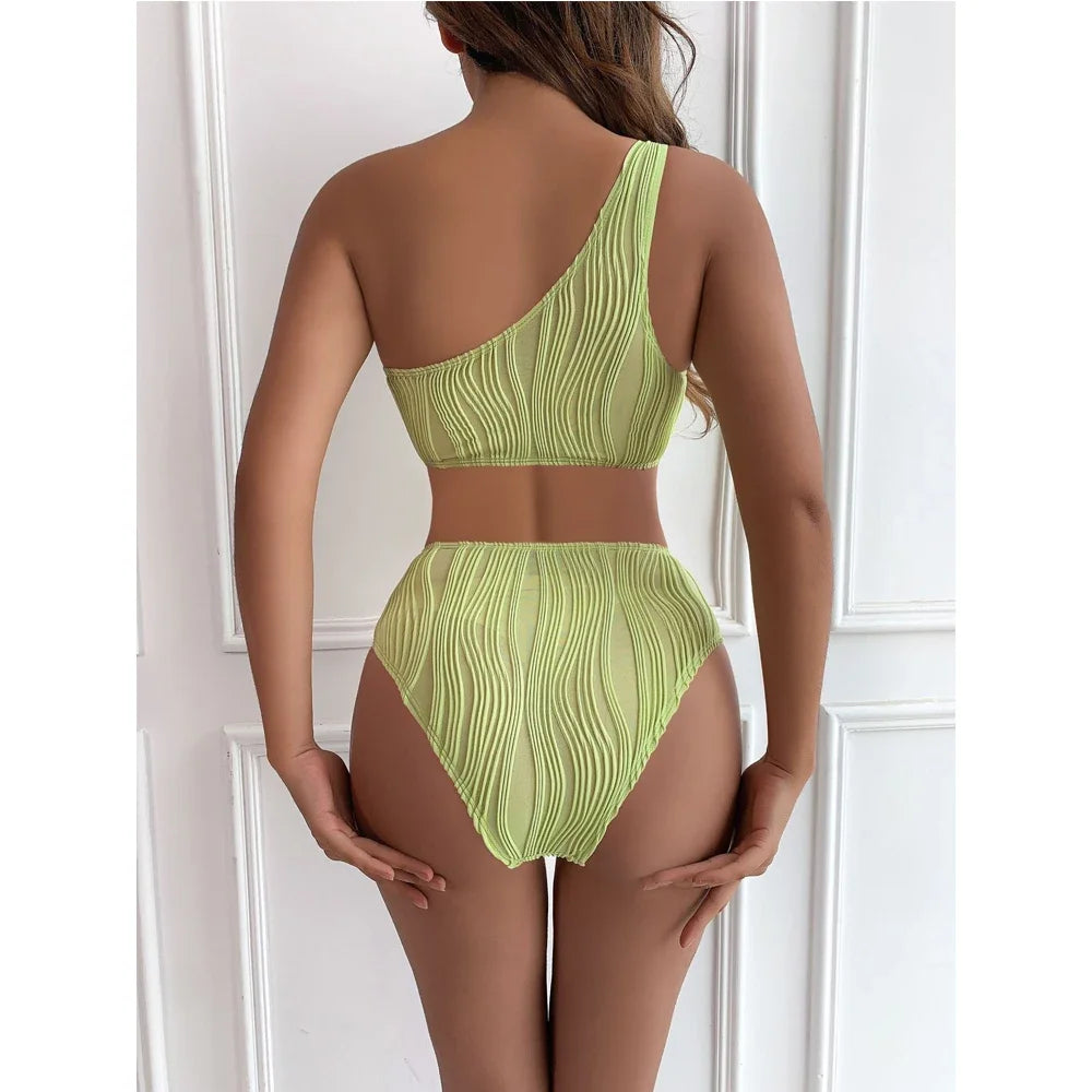 2026 Solid White One Piece Swimsuit Women Sexy Irregular Hollow Out Bikini One Shoulder Backless Monokini Summer Beach Swimwear