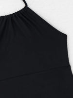 2026 Women's Bikini 2-piece Swimwear Tankini Set Sexy Halter Black Bathing SuitFloral Print Drawstring High Waist Swimsuit