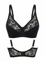 Plus Size Full Coverage Bras for Large Bust Wire-Free Lace Breathable C-E CupFor Curvy Women MR3036