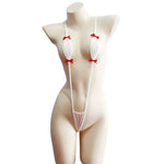 Japanese Sexy Bikini Set Lingerie Women Three-Point Jumpsuit Hollow Tight V-neck Swimwear Ultrathin Hollow See Through Bodysuit
