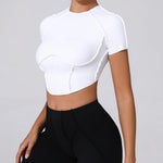 No Padded Women Yoga Sport T Shirts Fitness Clothes Short Sleeve Yoga Shirt Gym Top Running Active Wear Sport Tops