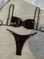 Metal Buckle Satin Bikini Women Mini Micro Thong Swimwear Female Swimsuit Two-pieces Bikini Set High Cut Bathing Suit Swim Lady
