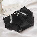 Cotton Panties Women Underwear Mid Waist Briefs Female Underpants Lingerie Black Bowknot Design Ladies Pantys M-XL