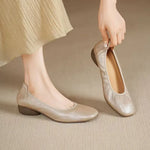 Comfortable Commuting Leather Shoes, French Style Shallow Low-Heel Single Shoes, Popular Women's 2026, Soft Sole Granny Shoes