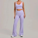 Women's Seamless Yoga Sets Sports Fitness Hip-lifting High Waist Flared Pants Backless Bra Suits Training WorkoutLeggings Sets