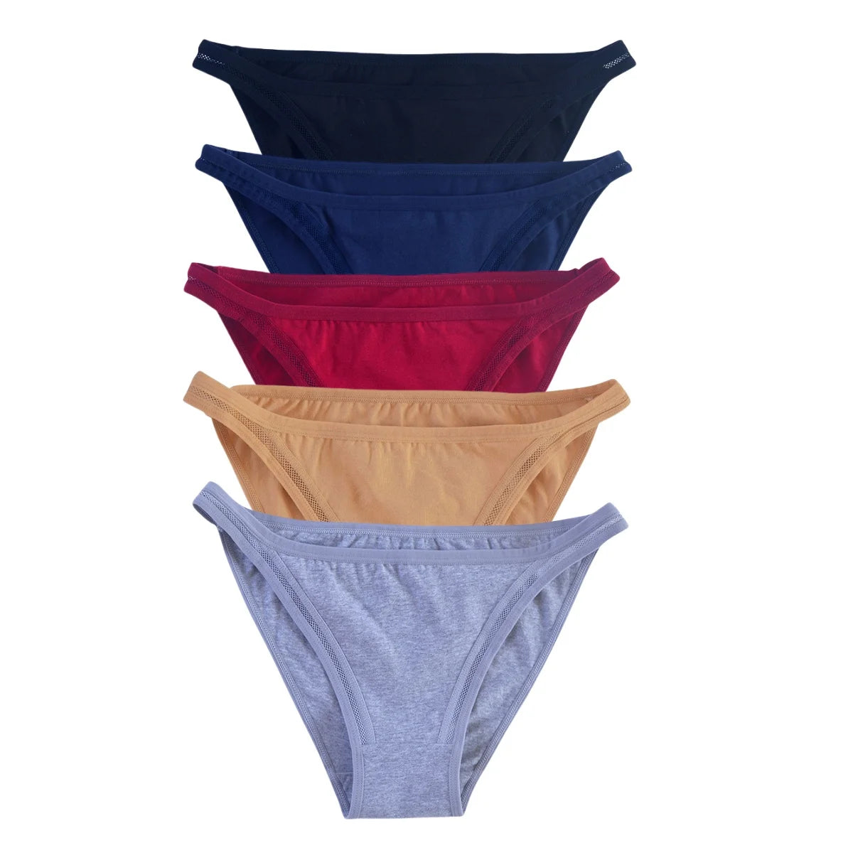 5Pcs/Set Cotton Panties Women Low Rise Briefs Solid Color Underwear Comfort Breathable Underpants M-XL Sexy Lingerie