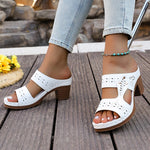 Plus Size 43 Summer High Heel Sandals Women Lightweight Hollow Out Thick Heeled Sandles Woman Outdoor Open Toe Casual Sandals