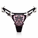 Butterfly Lace Thong for Women Low Waist G-String Transparent Mesh Panties Sexy Embroidered Briefs Adjustable Waist Culotte Femm