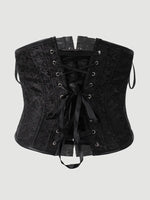 Sexy Leather Tight Corset Jacquard Waist Cincher Bust Support Shapewear New Lace-up Court Casaul Elegant Style Corset B8RO
