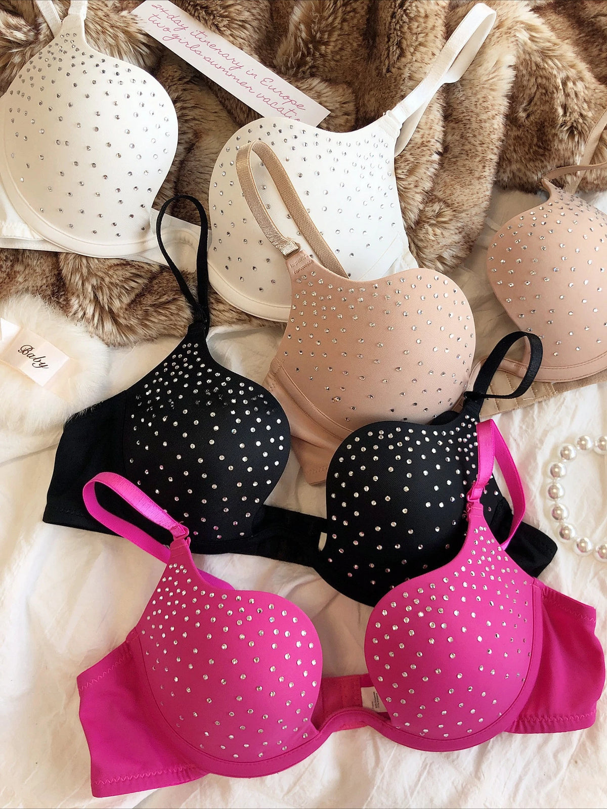 Fashion Hot Drill Lingerie Sexy Women Push Up Bra Shining Zircon Decoration Brassiere Invisible U-shaped Thickened Cup Underwear