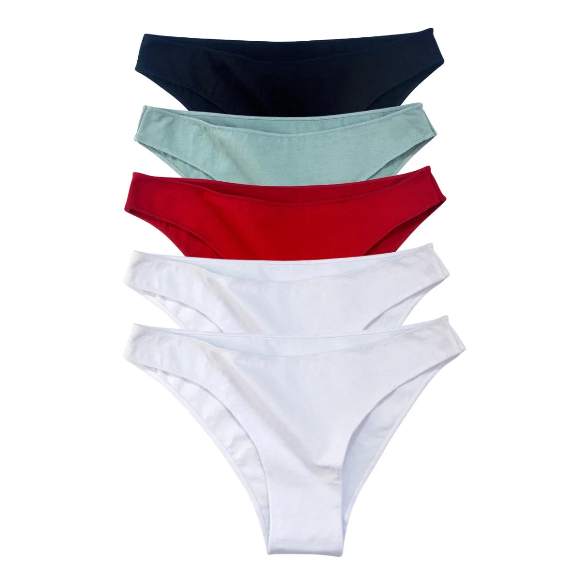 5Pcs/Set Cotton Classic Panties Women Low Rise Briefs Solid Color Breathable Underwear Sexy Lingerie Intimates Underpants M-XXL