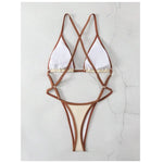 Cikini Summer Beach Women's Contrast Trim Halterneck One-Piece Swimsuit Sexy Swimwear Bathing Suit