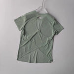 Women's Quick Drying Hollow out Back Sports T-Shirt Yoga Suit Top Short Sleeve Fitness Cover up