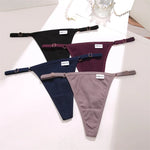 3PCS Women's Panties Cotton Thongs Adjustable Waist Sexy G-String Solid Color Seamless Intimate Female Underpants Lingerie S-XL