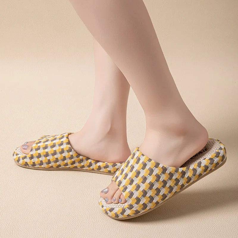 Breathable Cotton Linen Slippers For Women Men Summer Autumn House Shoes Anti-slip Keep Quiet Couples Home Floor Flax Slides